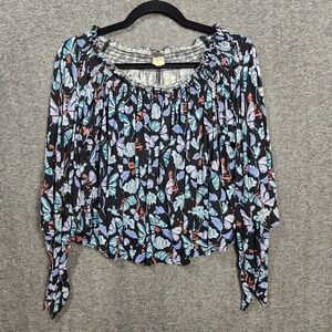 We the Free Free‎ people Womens Off The Shoulder Smocked Crop Top Medium